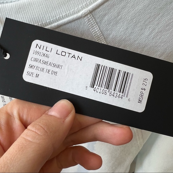 NWT nili lotan ciara sweatshirt sky blue white tie dye size M C8 - Picture 7 of 8